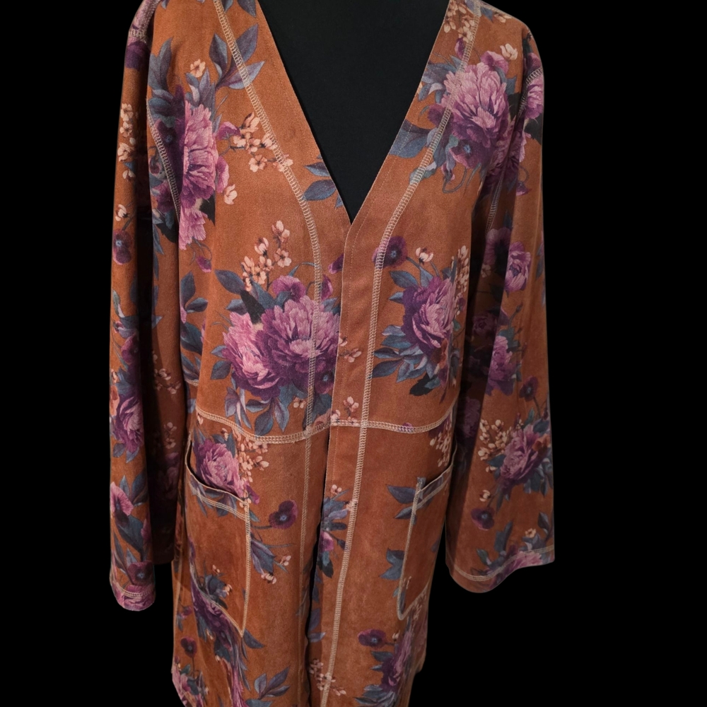 Solitaire Floral Cardigan in Purple and Brown